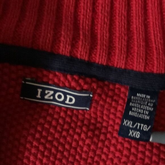 Izod XXL Zipper Front Red Blue White Gray Long Sleeve Winter Christmas Sweater - Picture 7 of 8